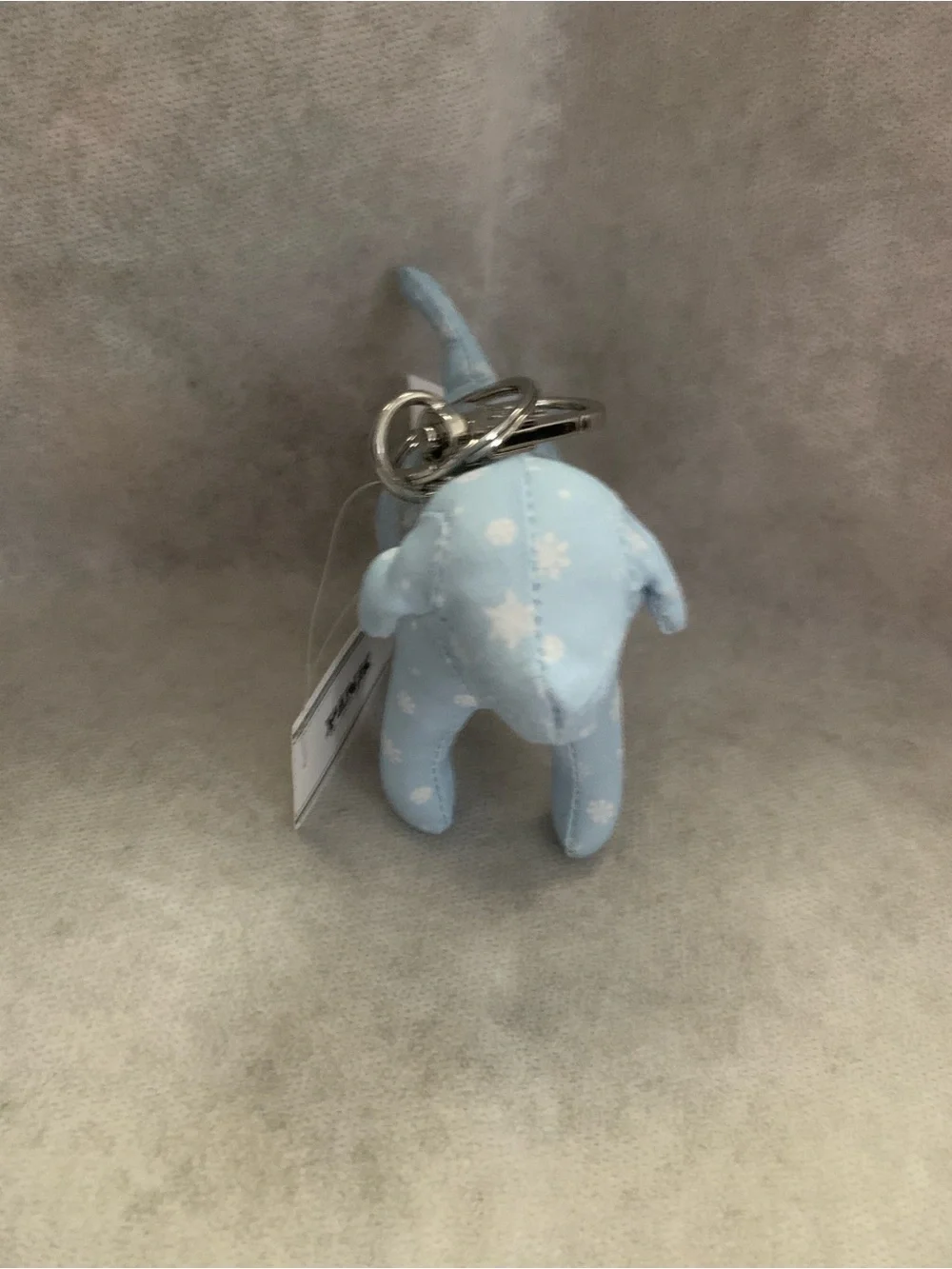 NWT Victoria's Secret PINK Micro Dog Keychain Charm Icy Blue Snow Printed Crest